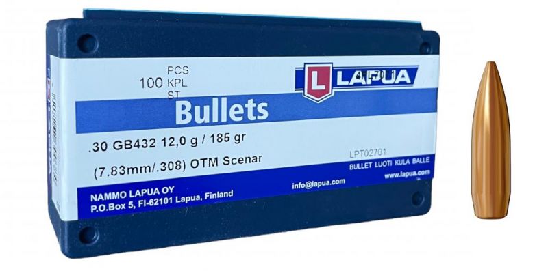 Lapua  .308 185gr OTM Scenar Projectiles